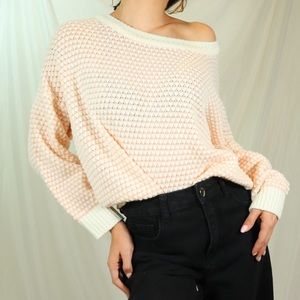 Pink patterned knit pullover sweater